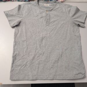 Taylor Stitch Men Heavy Bag Henley in Heather Grey Size 44